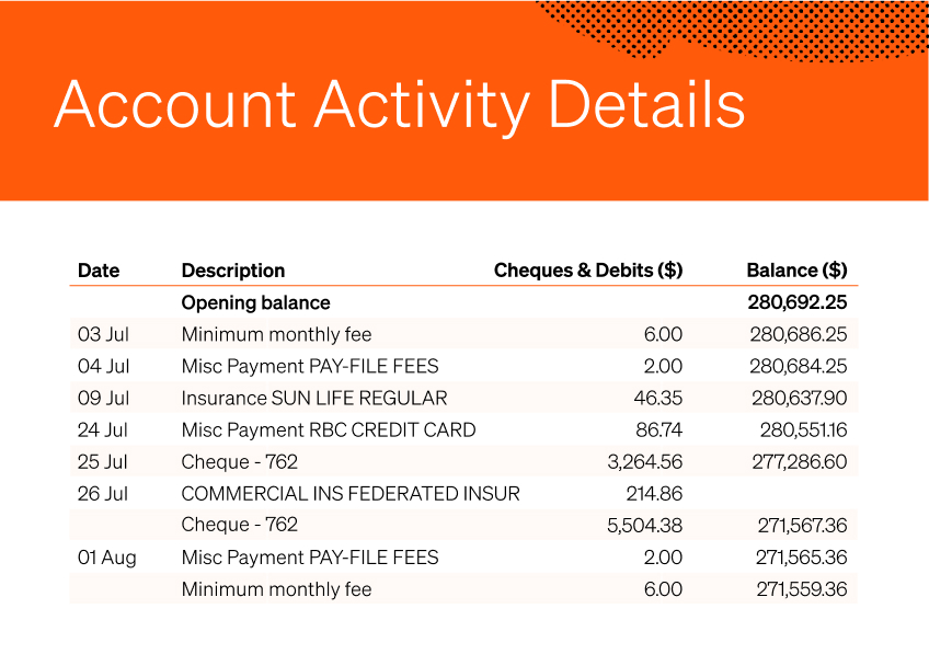 Account Activity Details